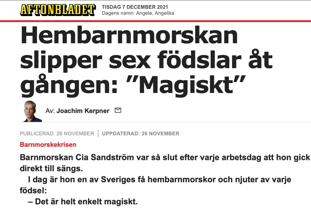 Nyhetsartikel från Aftonbladet om Birth in Harmony 1