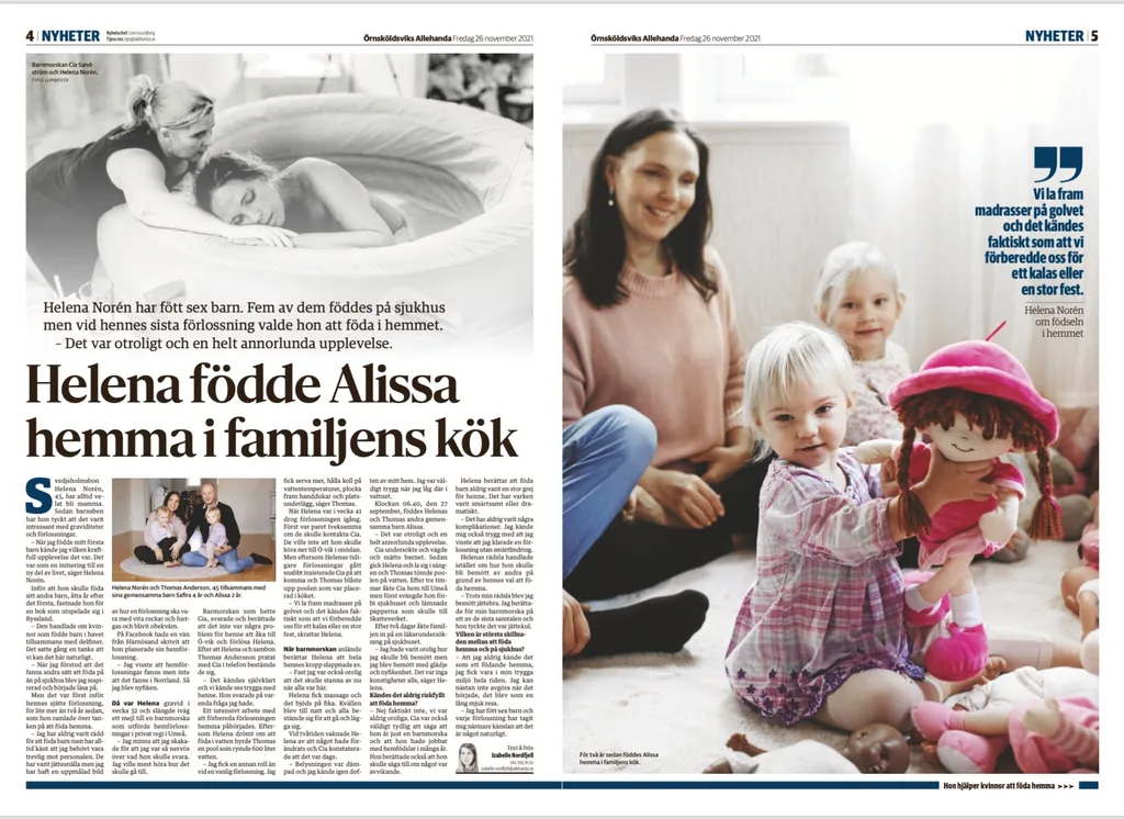 Nyhetsartikel från Örnskoldsviks Allehanda om Birth in Harmony 2